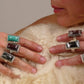 steinring, steinsmykke, regulerbar ring, løkkenjaspis, amasonitt, rød ring, turkise smykker, norsk design, norwegianmade, kortreist mote, made in Norway